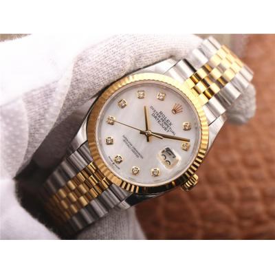 EWF Datejust 36 126233 A3235 Automatic Unisex Watch Two Tone YG MOP Diamonds Dial 904L Jubilee Bracelet Best Edition