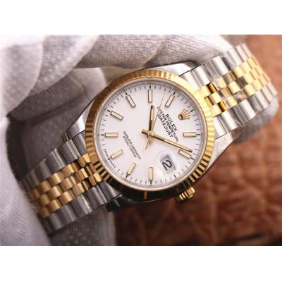 EWF Datejust 36 126233 A3235 Automatic Unisex Watch Two Tone YG White Stick Dial 904L Jubilee Bracelet Best Edition