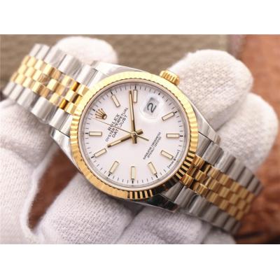 EWF Datejust 36 126233 A3235 Automatic Unisex Watch Two Tone YG White Stick Dial 904L Jubilee Bracelet Best Edition