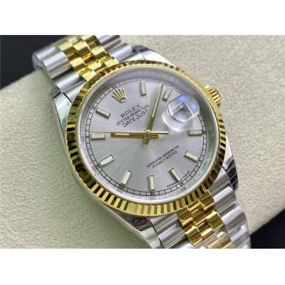 EWF Datejust 36 126233 A3235 Automatic Unisex Watch Two Tone YG Silver Stick Dial 904L Jubilee Bracelet Best Edition