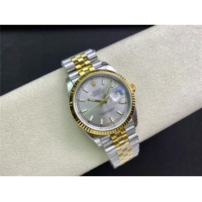 EWF Datejust 36 126233 A3235 Automatic Unisex Watch Two Tone YG Silver Stick Dial 904L Jubilee Bracelet Best Edition