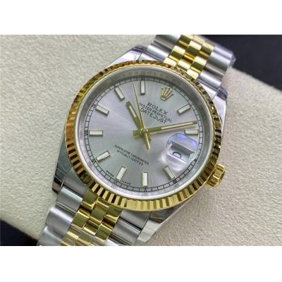 EWF Datejust 36 126233 A3235 Automatic Unisex Watch Two Tone YG Silver Stick Dial 904L Jubilee Bracelet Best Edition