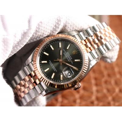 EWF Datejust 36 126233 A3235 Automatic Unisex Watch Two Tone RG Rhodium Grey Stick 904L Jubilee Bracelet Best Edition