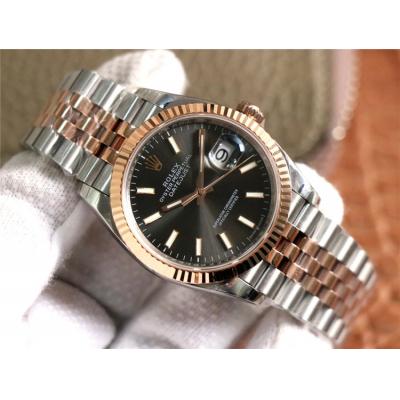 EWF Datejust 36 126233 A3235 Automatic Unisex Watch Two Tone RG Rhodium Grey Stick 904L Jubilee Bracelet Best Edition