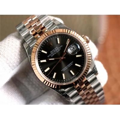 EWF Datejust 36 126233 A3235 Automatic Unisex Watch Two Tone RG Rhodium Grey Stick 904L Jubilee Bracelet Best Edition