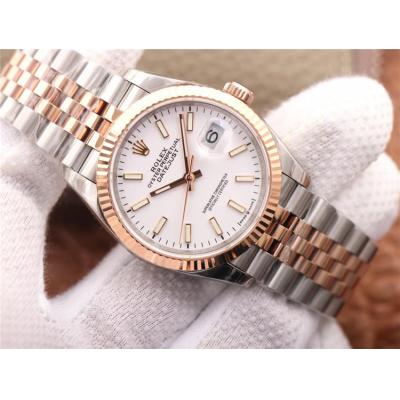 EWF Datejust 36 126233 A3235 Automatic Unisex Watch Two Tone RG White Stick Dial 904L Jubilee Bracelet Best Edition