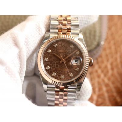 EWF Datejust 36 126233 A3235 Automatic Unisex Watch Two Tone RG Brown Logo Diamond Dial 904L Jubilee Bracelet Best Editi