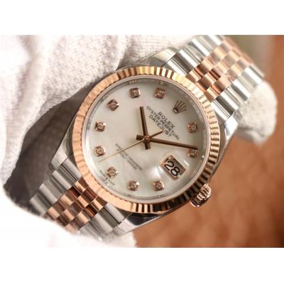 EWF Datejust 36 126233 A3235 Automatic Unisex Watch Two Tone RG MOP Diamond Dial 904L Jubilee Bracelet Best Edition