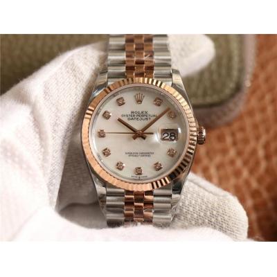 EWF Datejust 36 126233 A3235 Automatic Unisex Watch Two Tone RG MOP Diamond Dial 904L Jubilee Bracelet Best Edition