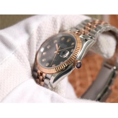 EWF Datejust 36 126233 A3235 Automatic Unisex Watch Two Tone RG Black Diamond Dial 904L Jubilee Bracelet Best Edition