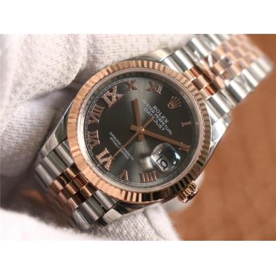 EWF Datejust 36 126233 A3235 Automatic Unisex Watch Two Tone RG Gray Roman Diamond 904L Jubilee Bracelet Best Edition