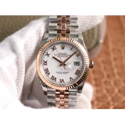 EWF Datejust 36 126233 A3235 Automatic Unisex Watch Two Tone RG White Roman Dial 904L Jubilee Bracelet Best Edition