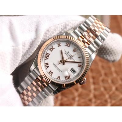 EWF Datejust 36 126233 A3235 Automatic Unisex Watch Two Tone RG White Roman Dial 904L Jubilee Bracelet Best Edition