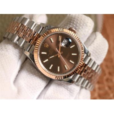 EWF Datejust 36 126233 A3235 Automatic Unisex Watch Two Tone RG Brown Stick Dial 904L Jubilee Bracelet Best Edition