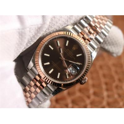 EWF Datejust 36 126233 A3235 Automatic Unisex Watch Two Tone RG Brown Stick Dial 904L Jubilee Bracelet Best Edition