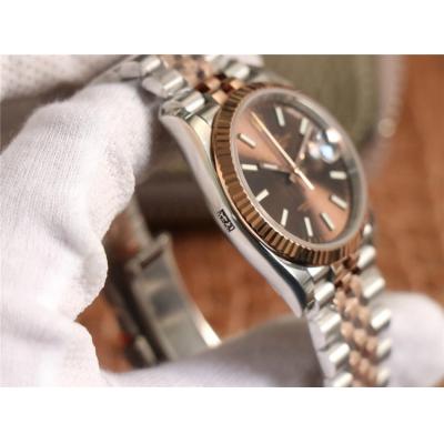 EWF Datejust 36 126233 A3235 Automatic Unisex Watch Two Tone RG Brown Stick Dial 904L Jubilee Bracelet Best Edition