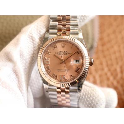 EWF Datejust 36 126233 A3235 Automatic Unisex Watch Two Tone RG Champagne Stick Dial 904L Jubilee Bracelet Best Edition