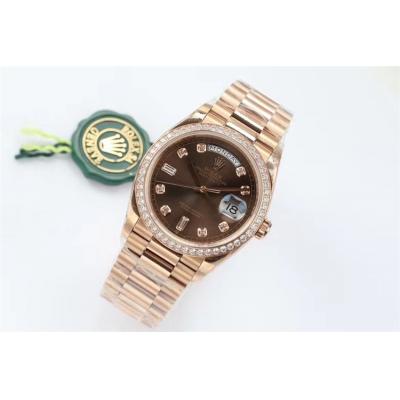 EWF DayDate 36 128348 A2836 Automatic Mens Watch RG Diamond Bezel Brown Dial President Bracelet Best Edition