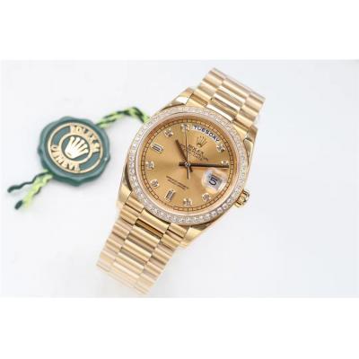 EWF DayDate 36 128348 A2836 Automatic Mens Watch YG Diamond Bezel Gold Dial President Bracelet Best Edition