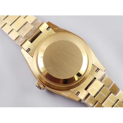 EWF DayDate 36 128238 A2836 Automatic Mens Watch YG Fluted Bezel Gold Diamond Dial President Bracelet Best Edition