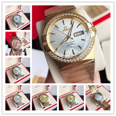 Replica Constellation Japan Miyota 8205 Automatic Mens Watch Silver Dial Diamonds Case Yellow Gold C E380