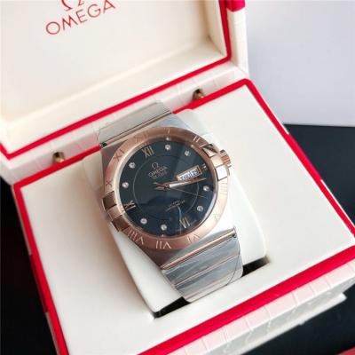 Replica Constellation Japan Miyota 8205 Automatic Mens Watch Black Dial Two Tone Rose Gold E E380