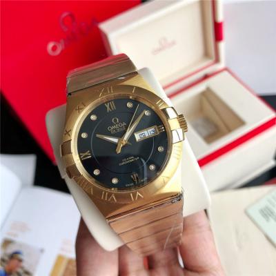 Replica Constellation Japan Miyota 8205 Automatic Mens Watch Black Dial Two Tone Rose Gold E E380