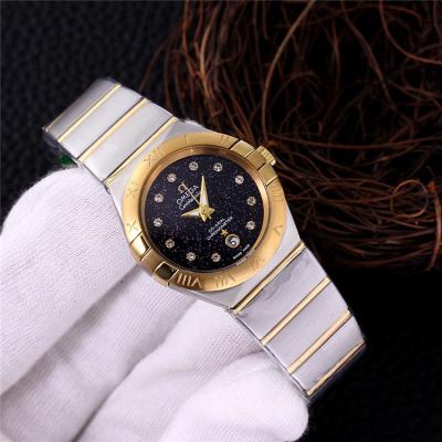 Replica Constellationto Japan Quartz Movement Womens Watch Starry Sky Dial Diamonds Case Two Tone Yellow Gold E383