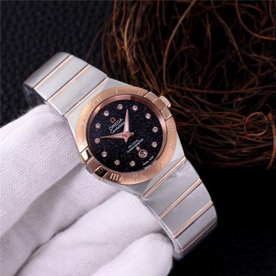 Replica Constellationto Japan Quartz Movement Womens Watch Starry Sky Dial Diamonds Case Two Tone Yellow Gold E383