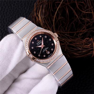 Replica Constellationto Japan Quartz Movement Womens Watch Starry Sky Dial Diamonds Case Two Tone Yellow Gold E383