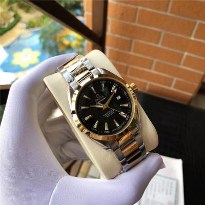 Replica Seamaster A2813 Automatic Movement Mens Watch Black Dial Two Tone Yellow Gold A E387