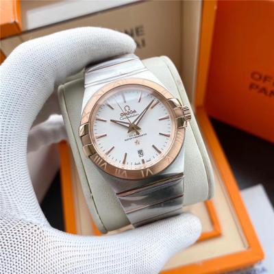 Replica Constellation A21j Automatic Movement Mens Watch Silver Dial Two Tone Rose Gold E391