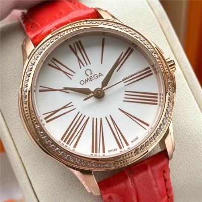 Replica Specialities Japan Miyota 8215 Automatic Womens Watch White Dial Diamonds Case Leather Strap E398