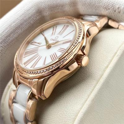 Replica Specialities Japan Miyota 8215 Automatic Womens Watch White Dial Diamonds Case Leather Strap E398