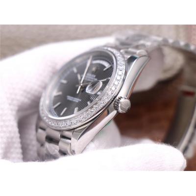 EWF DayDate 40 228345 A2836 Automatic Mens Watch Diamond Bezel Gray Dial President Bracelet Best Edition