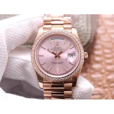 EWF DayDate 40 228345 A2836 Automatic Mens Watch RG Diamond Bezel Pink Dial President Bracelet Best Edition