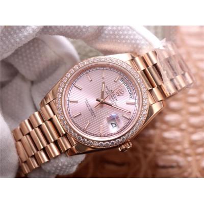 EWF DayDate 40 228345 A2836 Automatic Mens Watch RG Diamond Bezel Pink Dial President Bracelet Best Edition