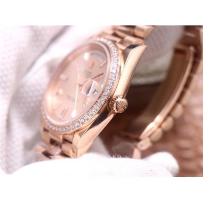 EWF DayDate 40 228345 A2836 Automatic Mens Watch RG Diamond Bezel Champagne Dial President Bracelet Best Edition