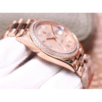 EWF DayDate 40 228345 A2836 Automatic Mens Watch RG Diamond Bezel Champagne Dial President Bracelet Best Edition