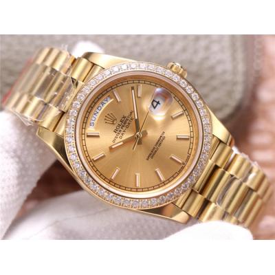 EWF DayDate 40 228345 A2836 Automatic Mens Watch YG Diamond Bezel Champagne Dial President Bracelet Best Edition