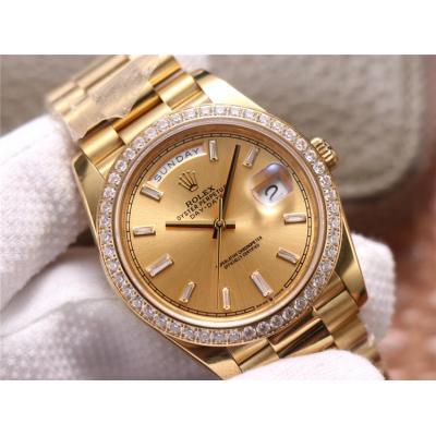 EWF DayDate 40 228345 A2836 Automatic Mens Watch YG Diamond Bezel Champagne Dial President Bracelet Best Edition