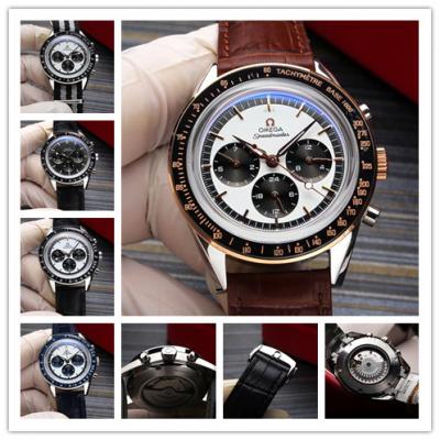 Replica Speedmaster A21j Automatic Movement Mens Watch White Dial Leather Strap B E405