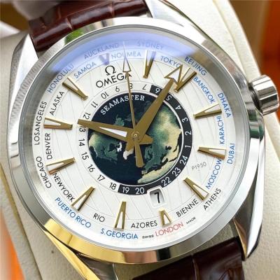 Replica Seamaster 8900 Automatic Movement Mens Watch White Dial Leather Strap A E412