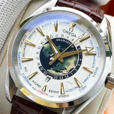 Replica Seamaster 8900 Automatic Movement Mens Watch White Dial Leather Strap A E412