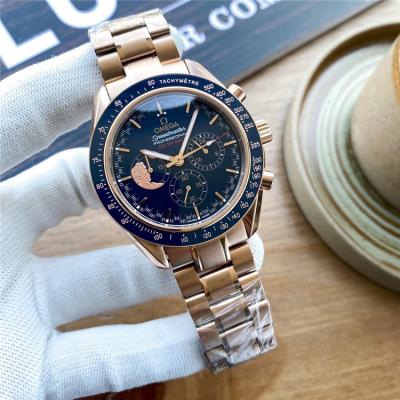 Replica Speedmaster A21j Automatic Movement Mens Watch Blue Dial Leather Strap A E425