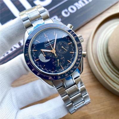 Replica Speedmaster A21j Automatic Movement Mens Watch Blue Dial Leather Strap A E425