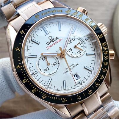 Replica Speedmaster A21j Automatic Movement Mens Watch White Dial Rose Gold B E425