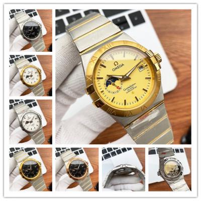 Replica Constellation A21j Automatic Movement Mens Watch Gold Dial Two Tone Yellow Gold E432