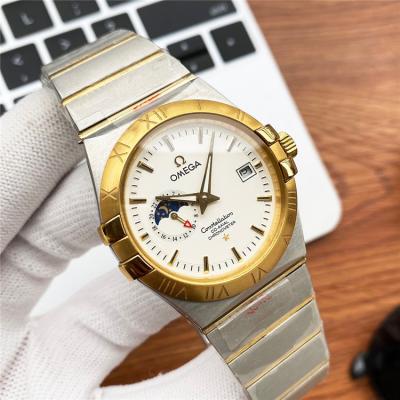 Replica Constellation A21j Automatic Movement Mens Watch Gold Dial Two Tone Yellow Gold E432