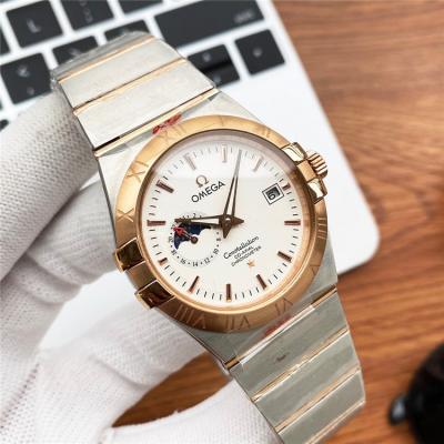 Replica Constellation A21j Automatic Movement Mens Watch Gold Dial Two Tone Yellow Gold E432